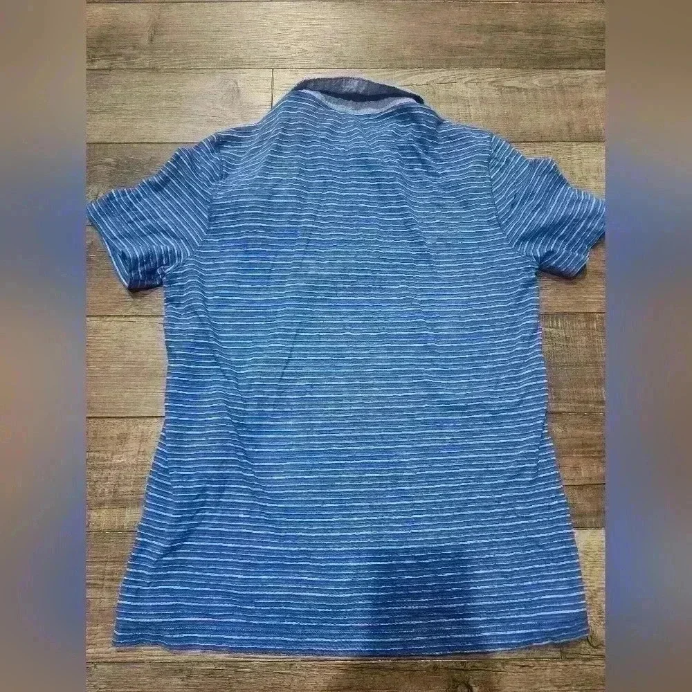 Banana Republic Mens Size Medium Polo Blue WHITE COTTON BLEND